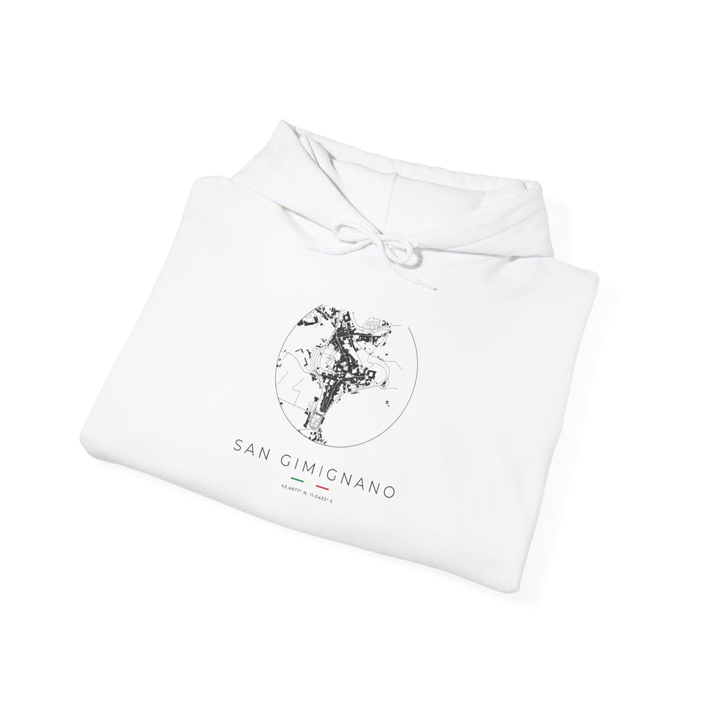 San Gimignano Street Map Hoodie, Circle Map, White, Italy Travel Gift