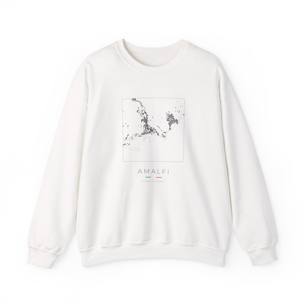 Amalfi Street Map Sweatshirt, Square Map, White, Italy Travel Gift