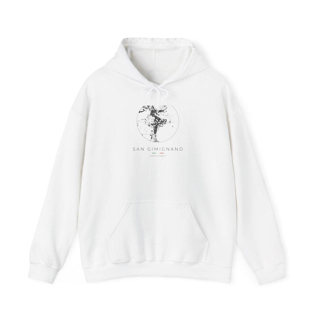 San Gimignano Street Map Hoodie, Circle Map, White, Italy Travel Gift