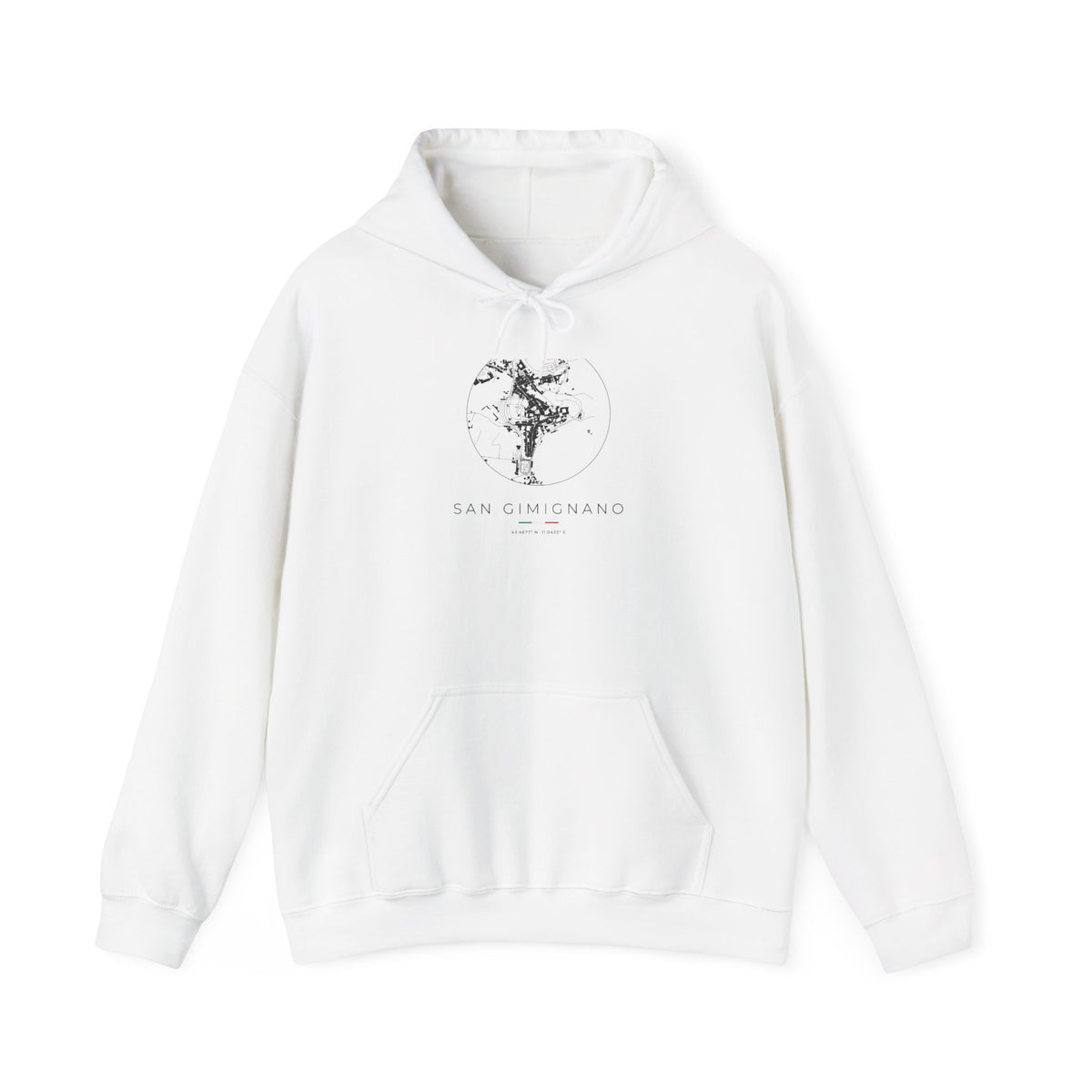 San Gimignano Street Map Hoodie, Circle Map, White, Italy Travel Gift