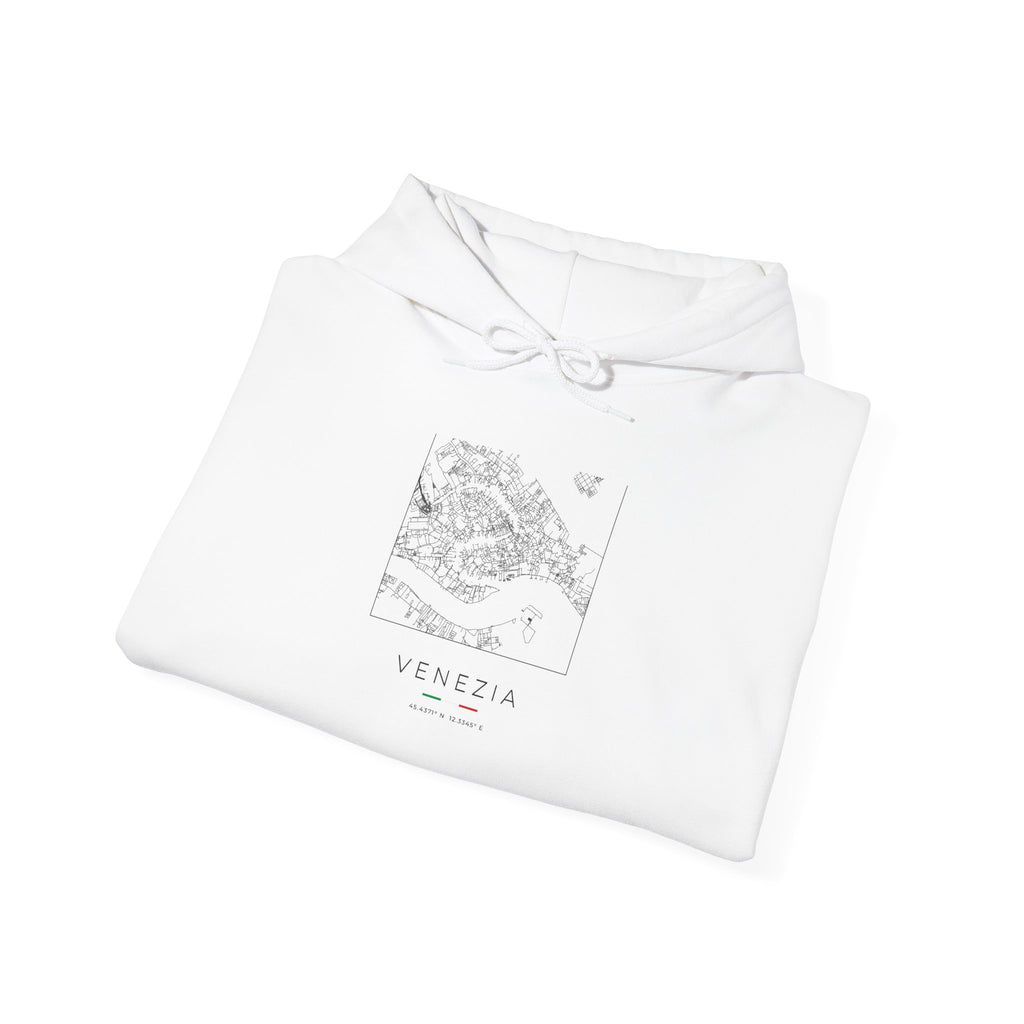 Venice Street Map Hoodie, Square Map, White, Italy Travel Gift