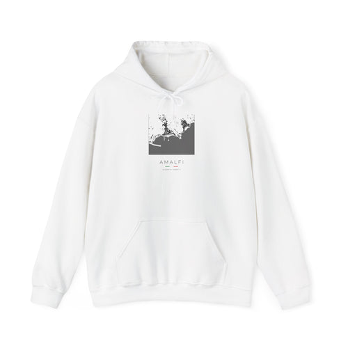 Amalfi Street Map Hoodie, Square Map, White, Italy Travel Gift
