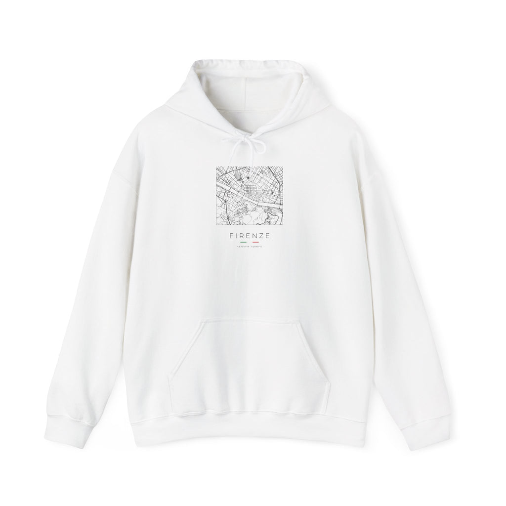 Florence Street Map Hoodie, Square Map, White, Italy Travel Gift