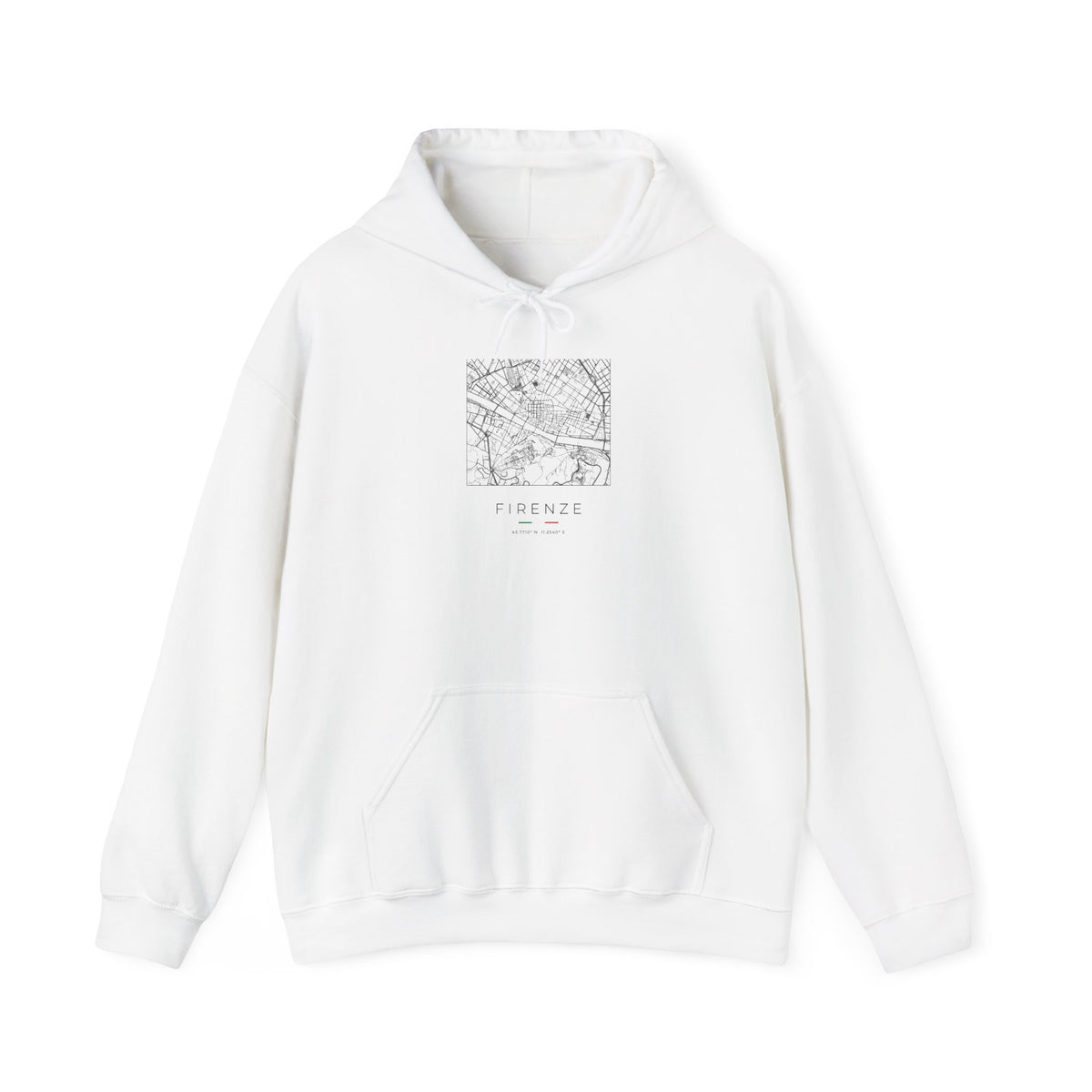 Florence Street Map Hoodie, Square Map, White, Italy Travel Gift