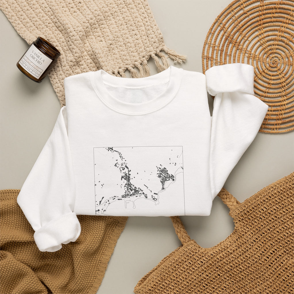 Amalfi Street Map Sweatshirt, Square Map, White, Italy Travel Gift