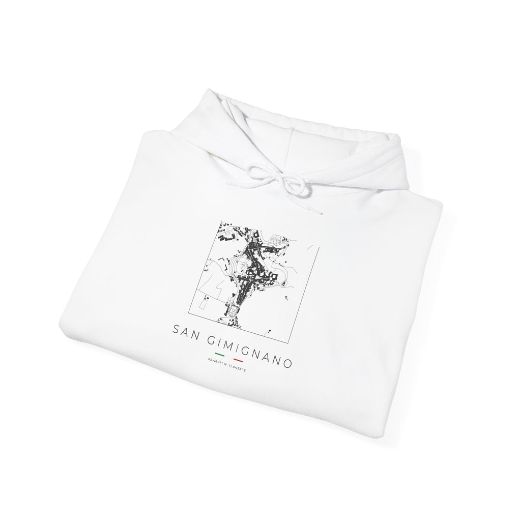 San Gimignano Street Map Hoodie, Square Map, White, Italy Travel Gift