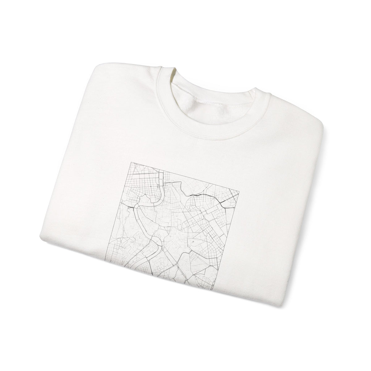 Rome Street Map Sweatshirt, Square Map, White, Italy Travel Gift