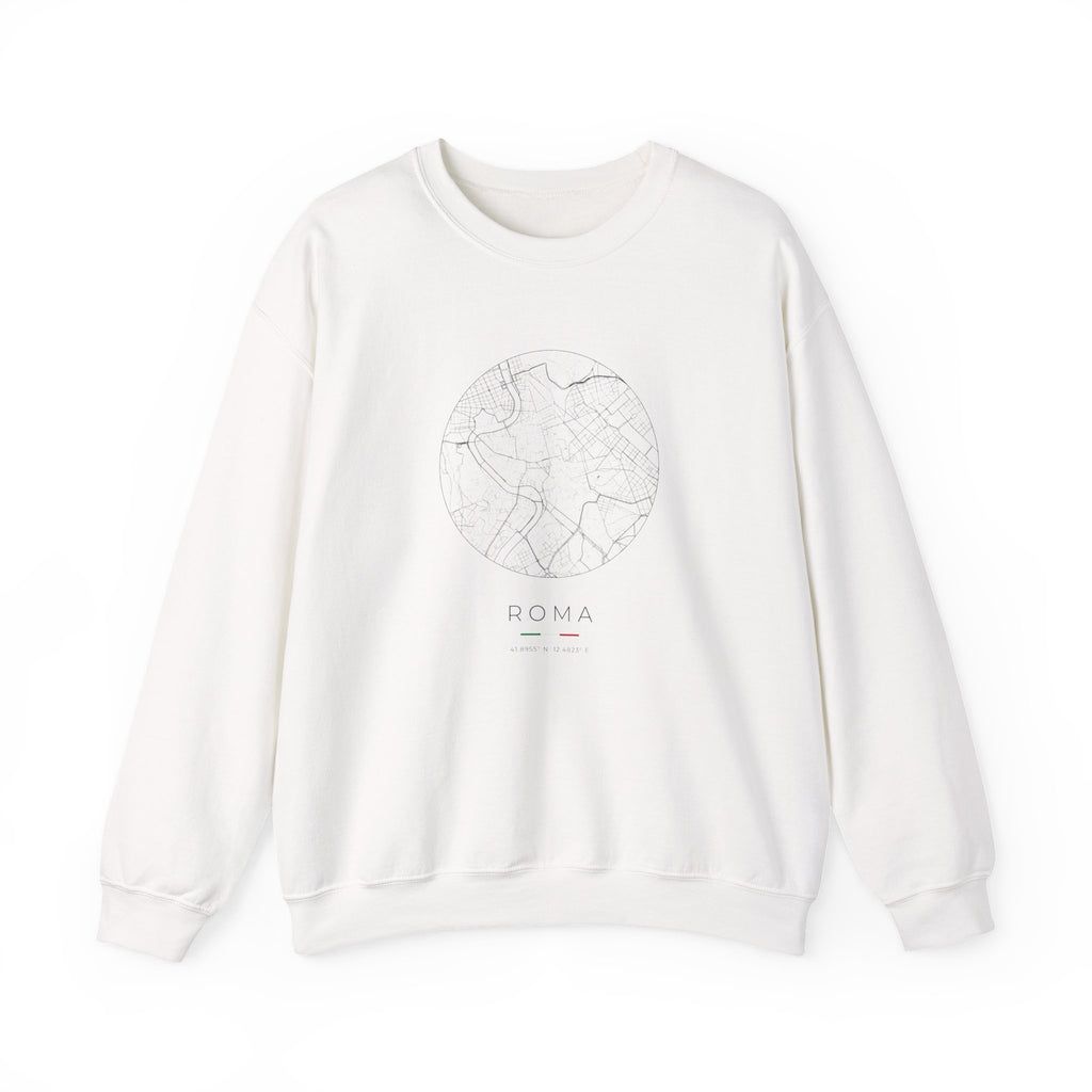 Rome Street Map Sweatshirt, Circle Map, White, Italy Travel Gift