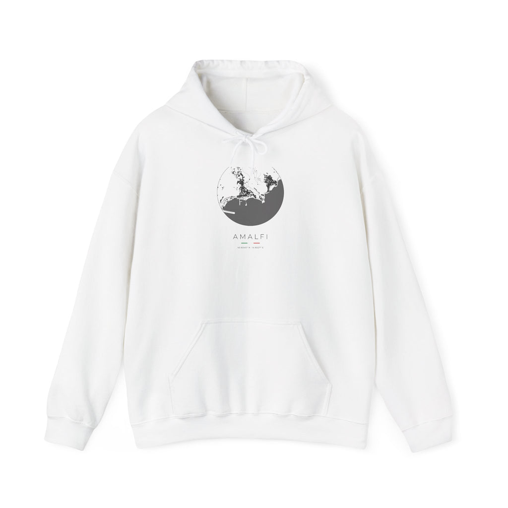 Amalfi Street Map Hoodie, Circle Map, White, Italy Travel Gift