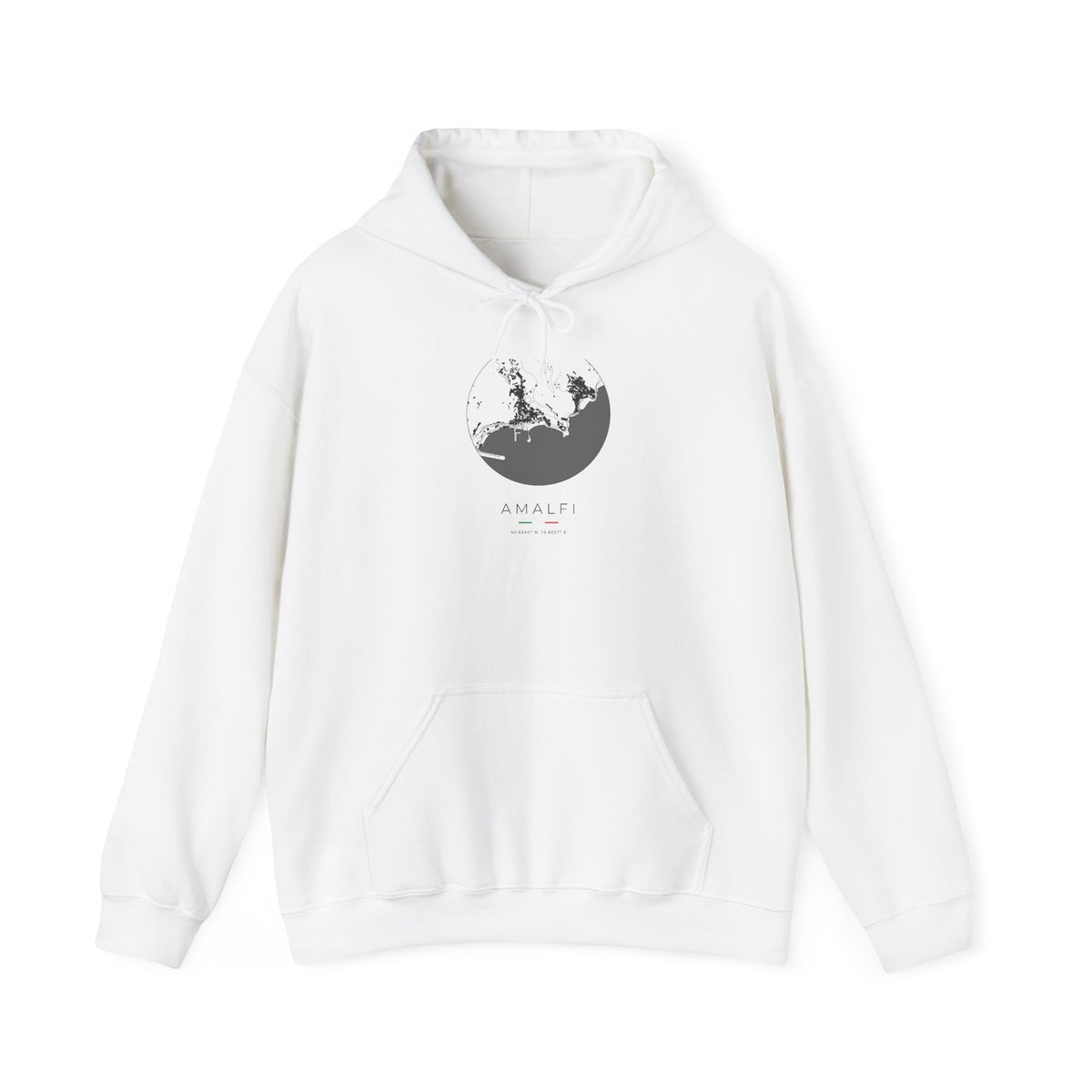 Amalfi Street Map Hoodie, Circle Map, White, Italy Travel Gift