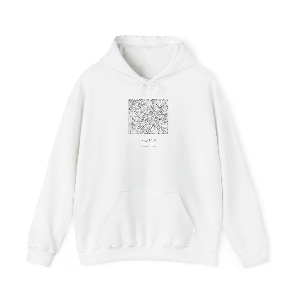 Rome Street Map Hoodie, Square Map, White, Italy Travel Gift