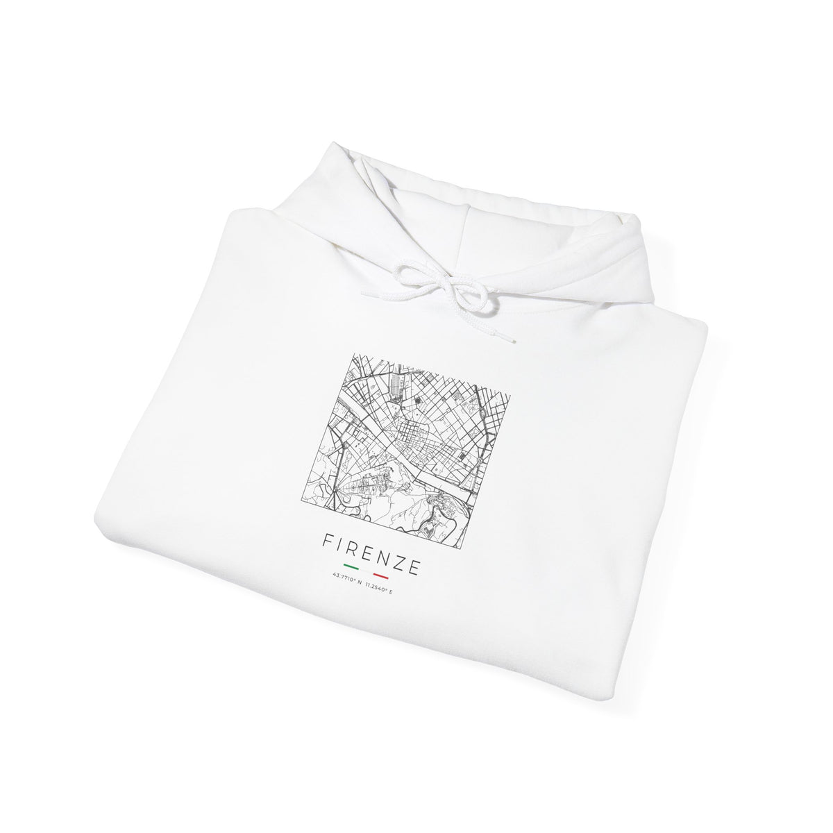 Florence Street Map Hoodie, Square Map, White, Italy Travel Gift