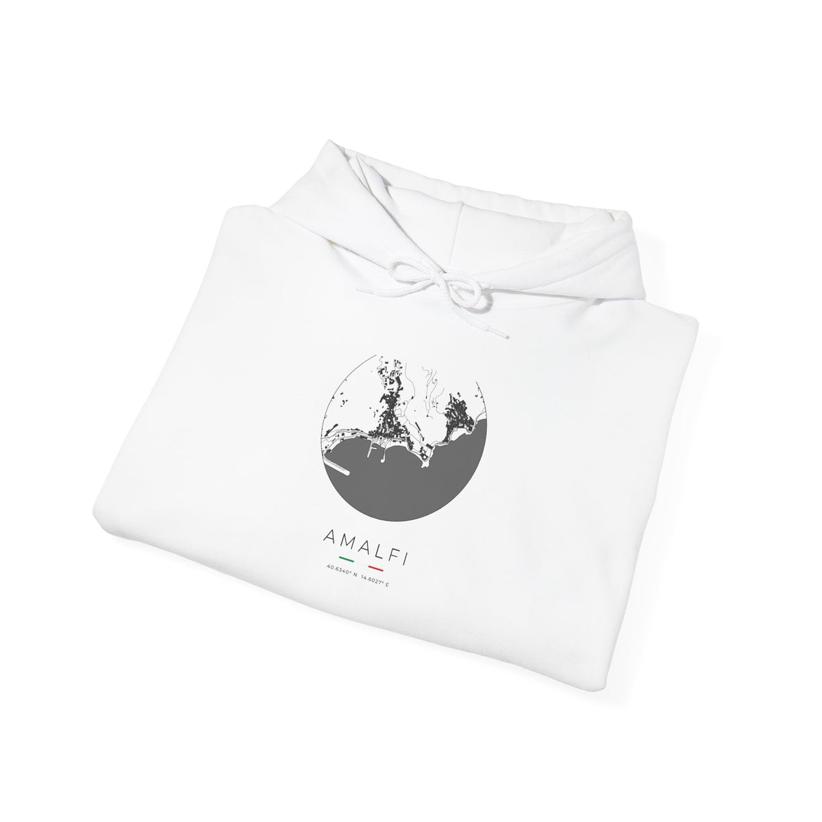 Amalfi Street Map Hoodie, Circle Map, White, Italy Travel Gift
