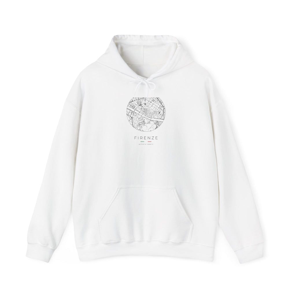 Florence Street Map Hoodie, Circle Map, White, Italy Travel Gift
