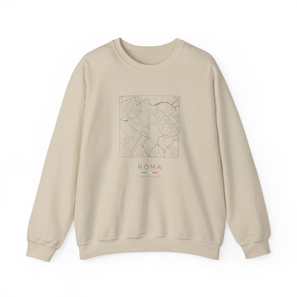 Rome Street Map Sweatshirt, Square Map, Sand, Italy Travel Gift, flat lay