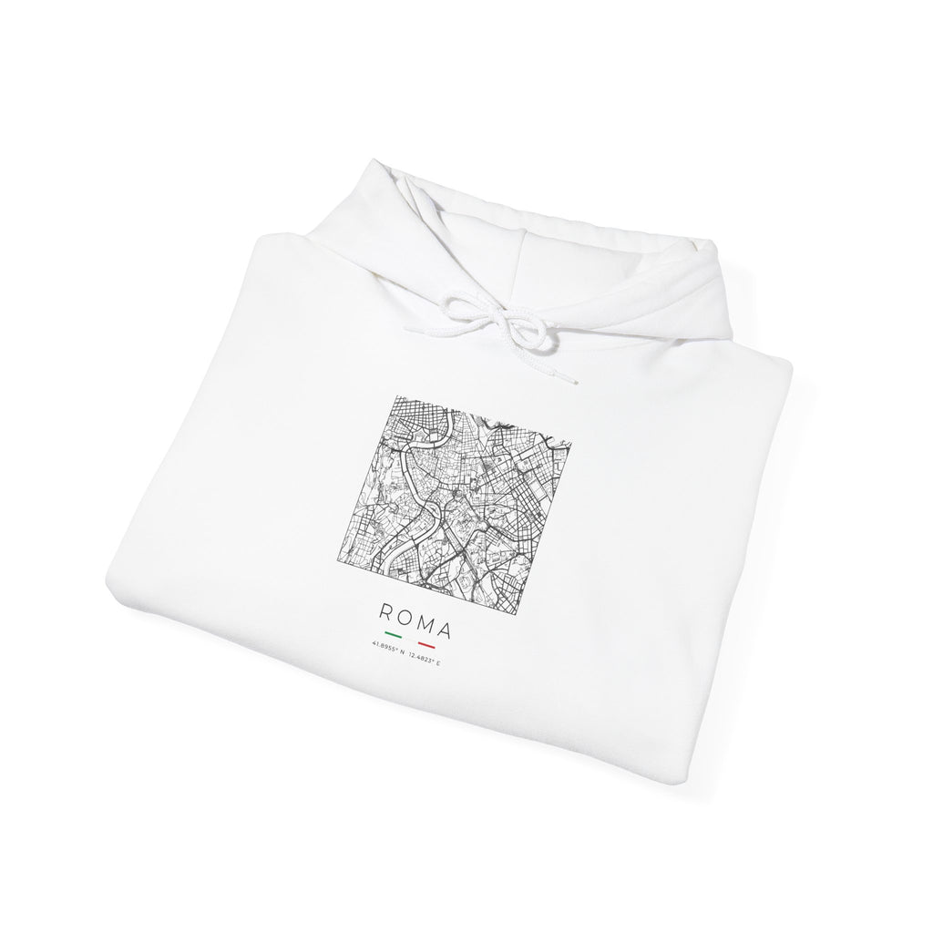Rome Street Map Hoodie, Square Map, White, Italy Travel Gift