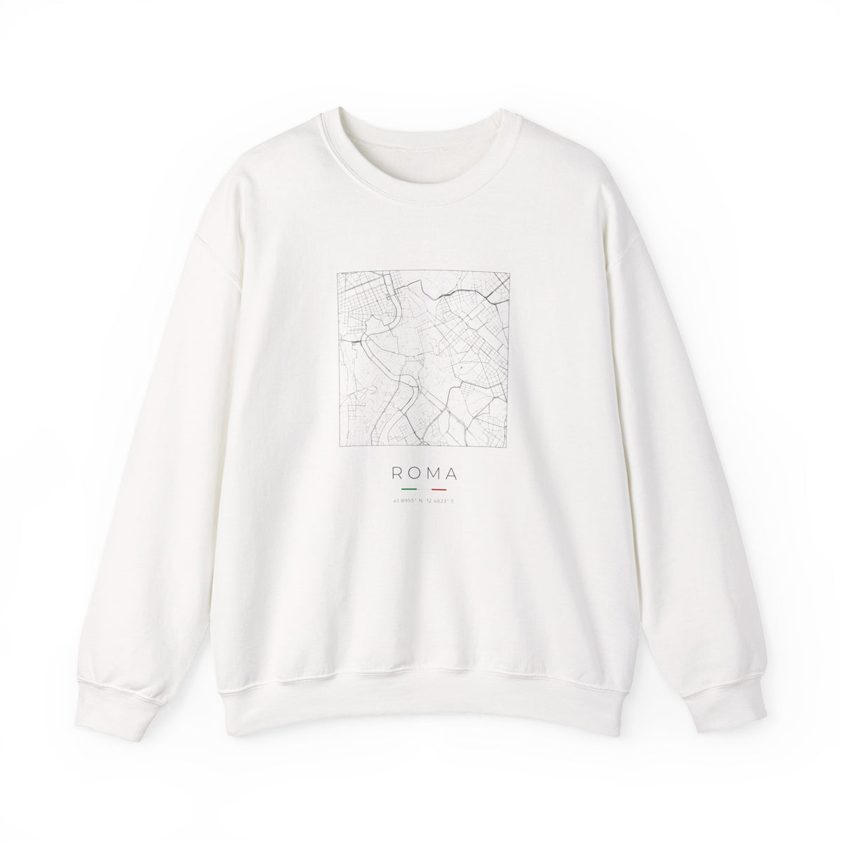 Rome Street Map Sweatshirt, Square Map, White, Italy Travel Gift