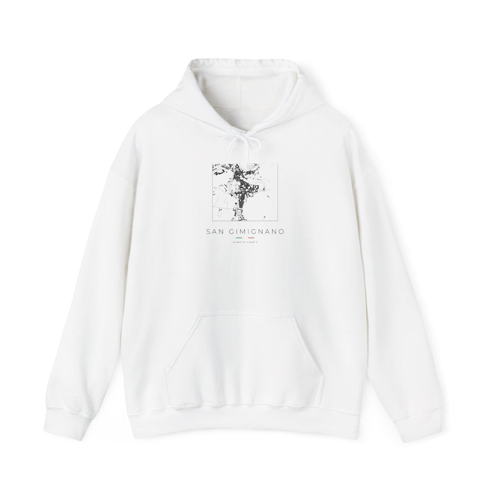 San Gimignano Street Map Hoodie, Square Map, White, Italy Travel Gift