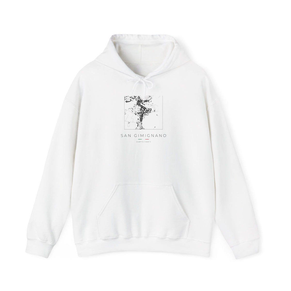 San Gimignano Street Map Hoodie, Square Map, White, Italy Travel Gift