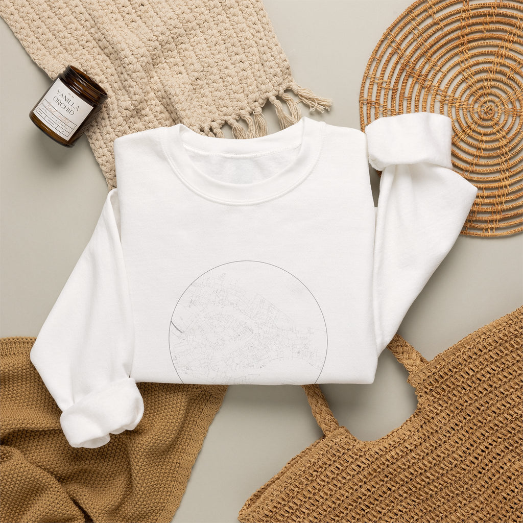 Venice Street Map Sweatshirt, Circle Map, White, Italy Travel Gift