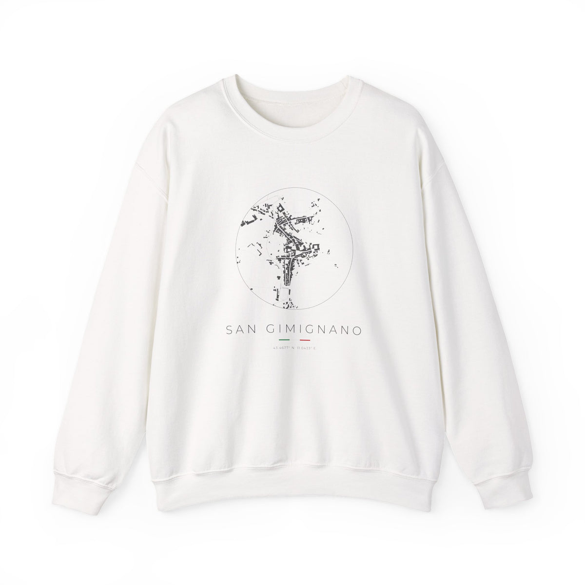 San Gimignano Street Map Sweatshirt, Circle Map, White, Italy Travel Gift