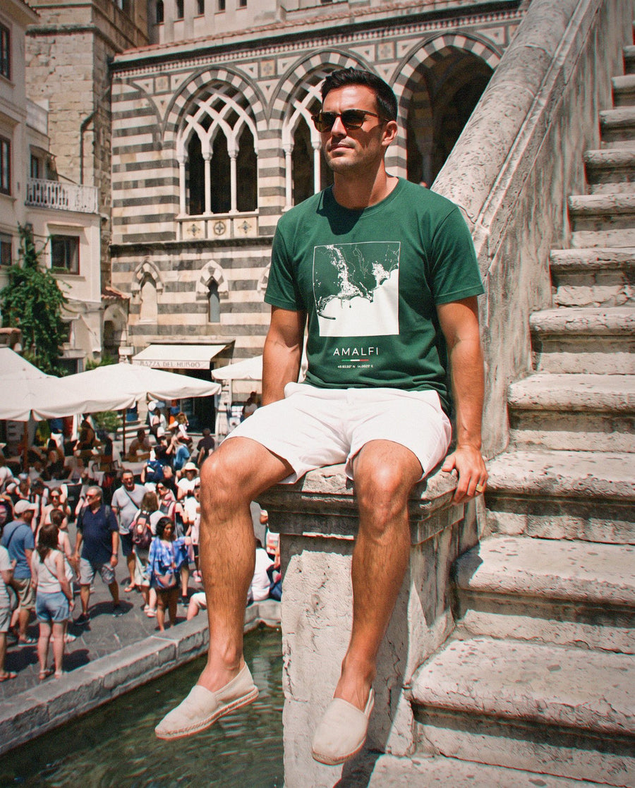 Amalfi map t-shirt, Forest Green, square map