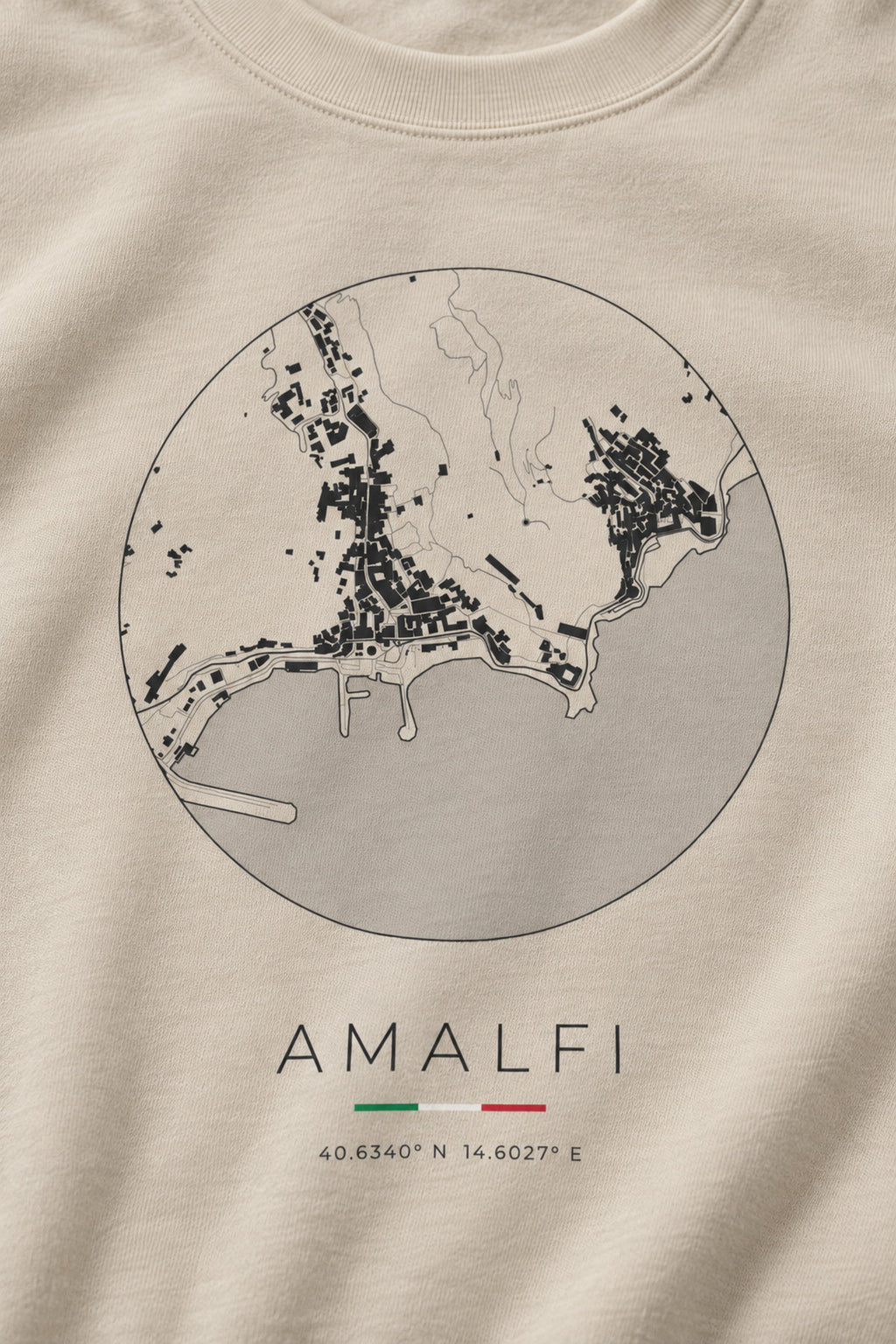 Amalfi map sweatshirt print detail, Amalfi street map
