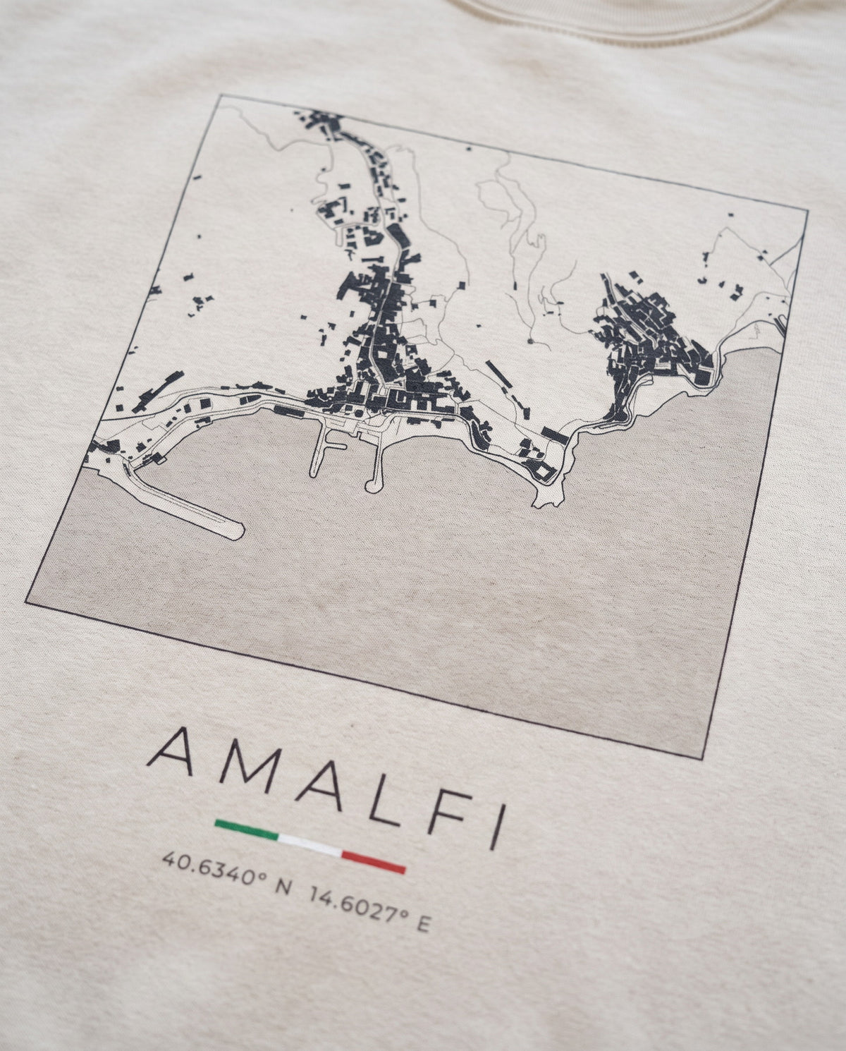 Amalfi map sweatshirt print detail, Amalfi street map
