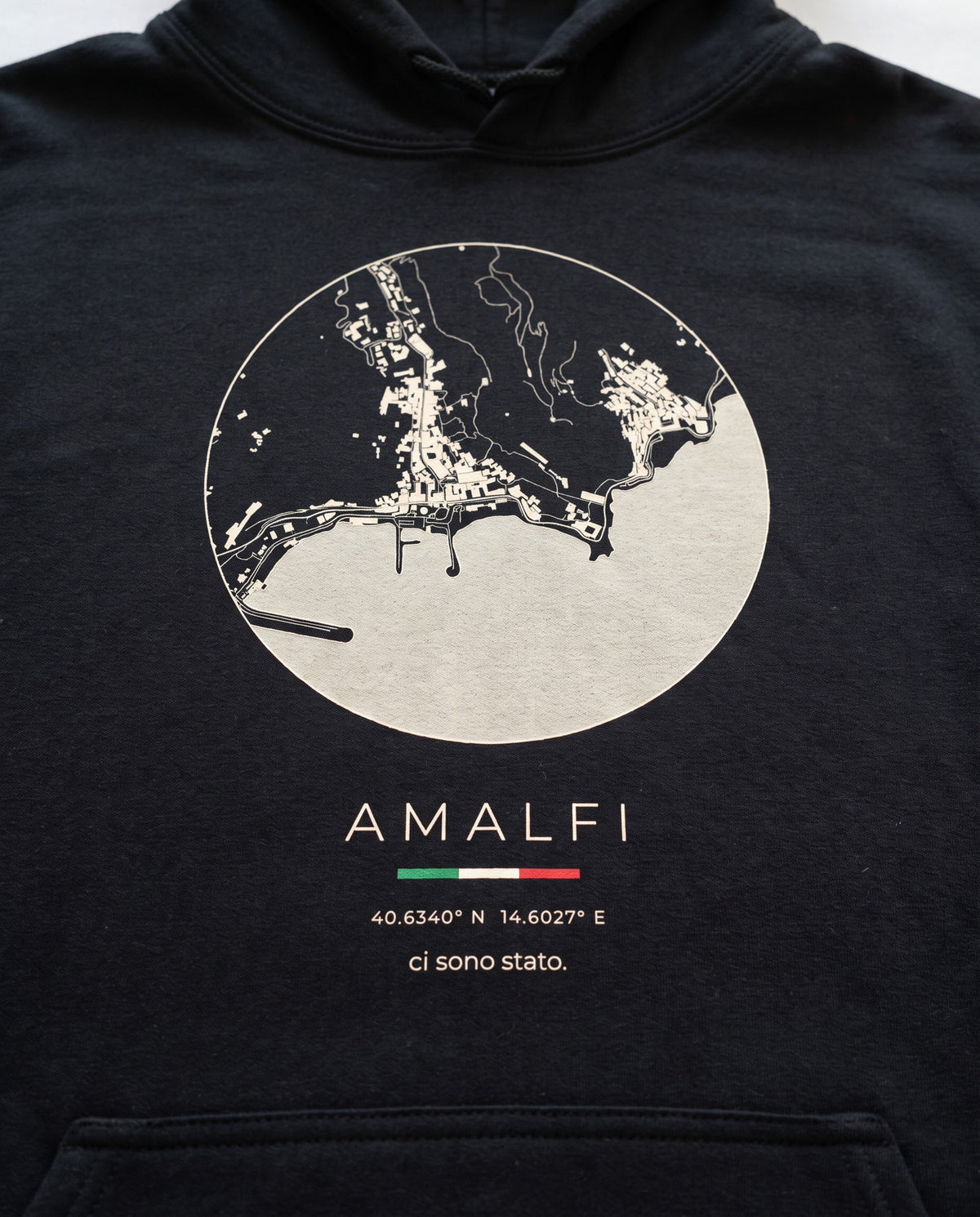 Amalfi map hoodie print detail, Amalfi street map