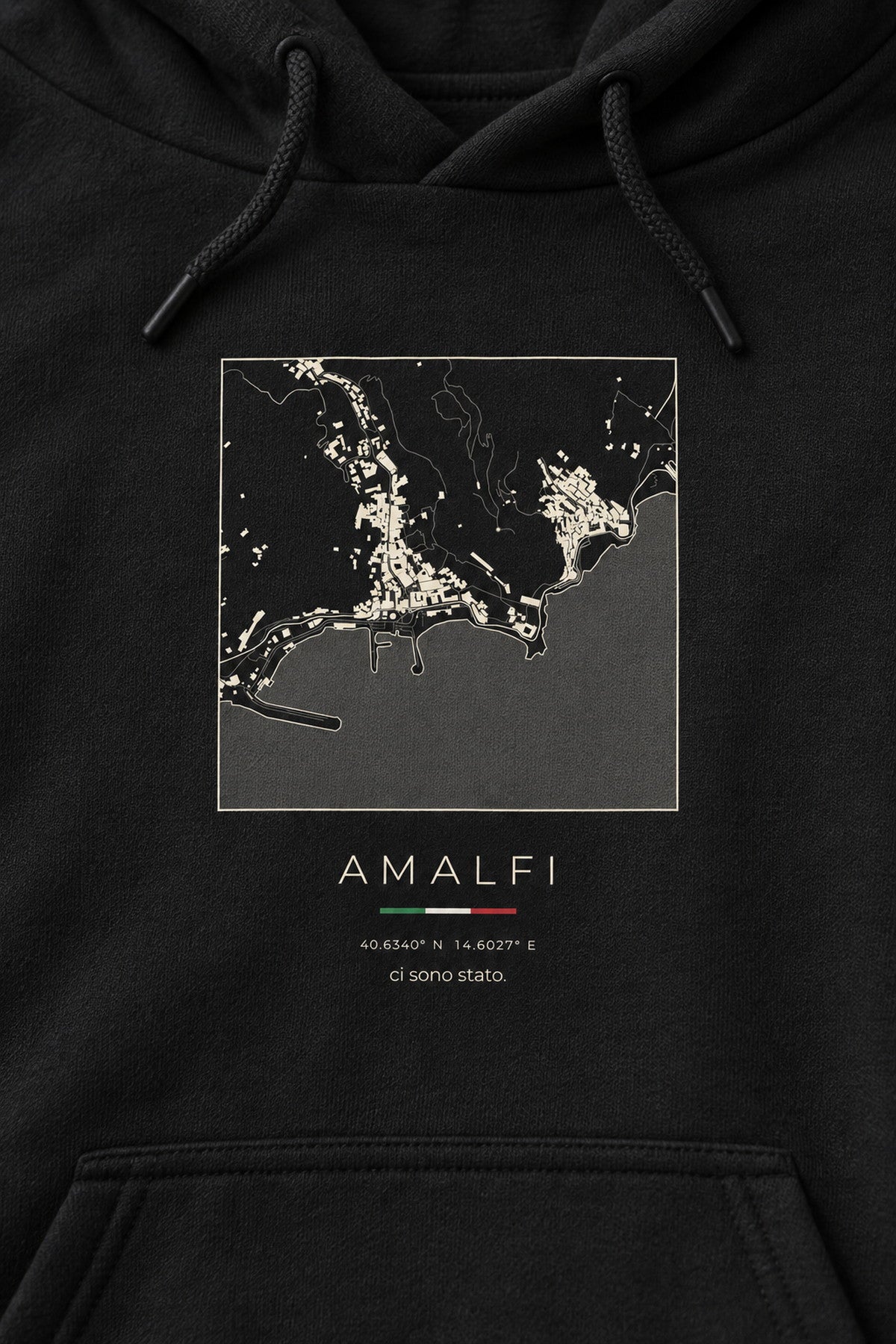 Amalfi map hoodie print detail, Amalfi street map