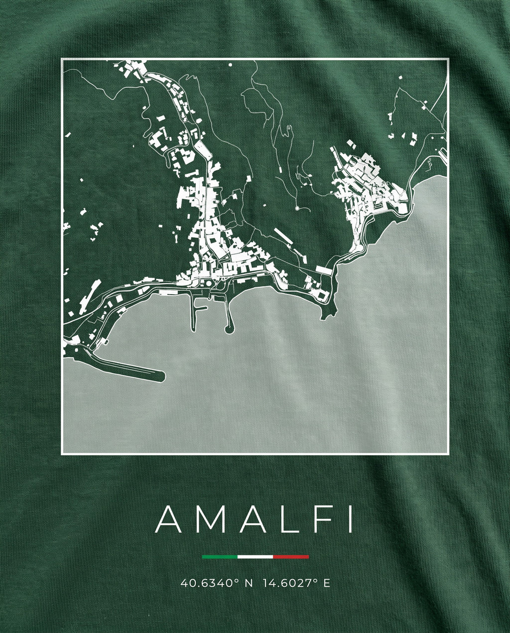 Amalfi map t-shirt print detail, Amalfi street map