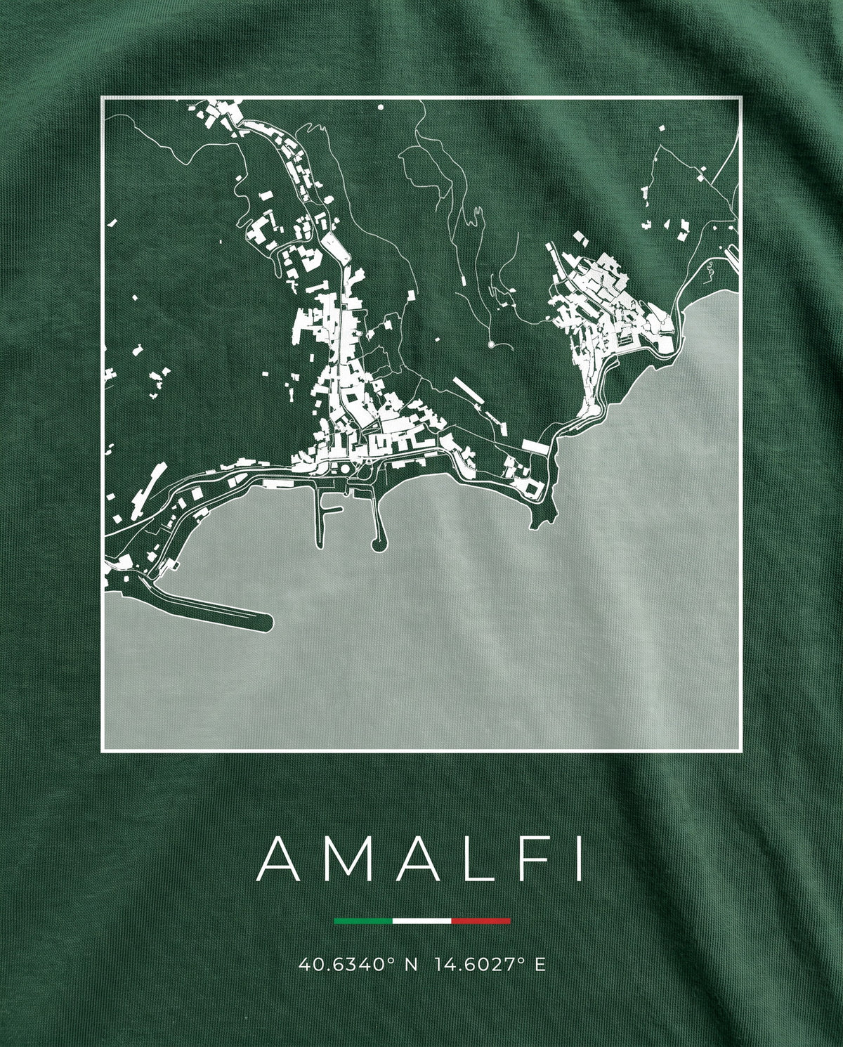 Amalfi map t-shirt print detail, Amalfi street map