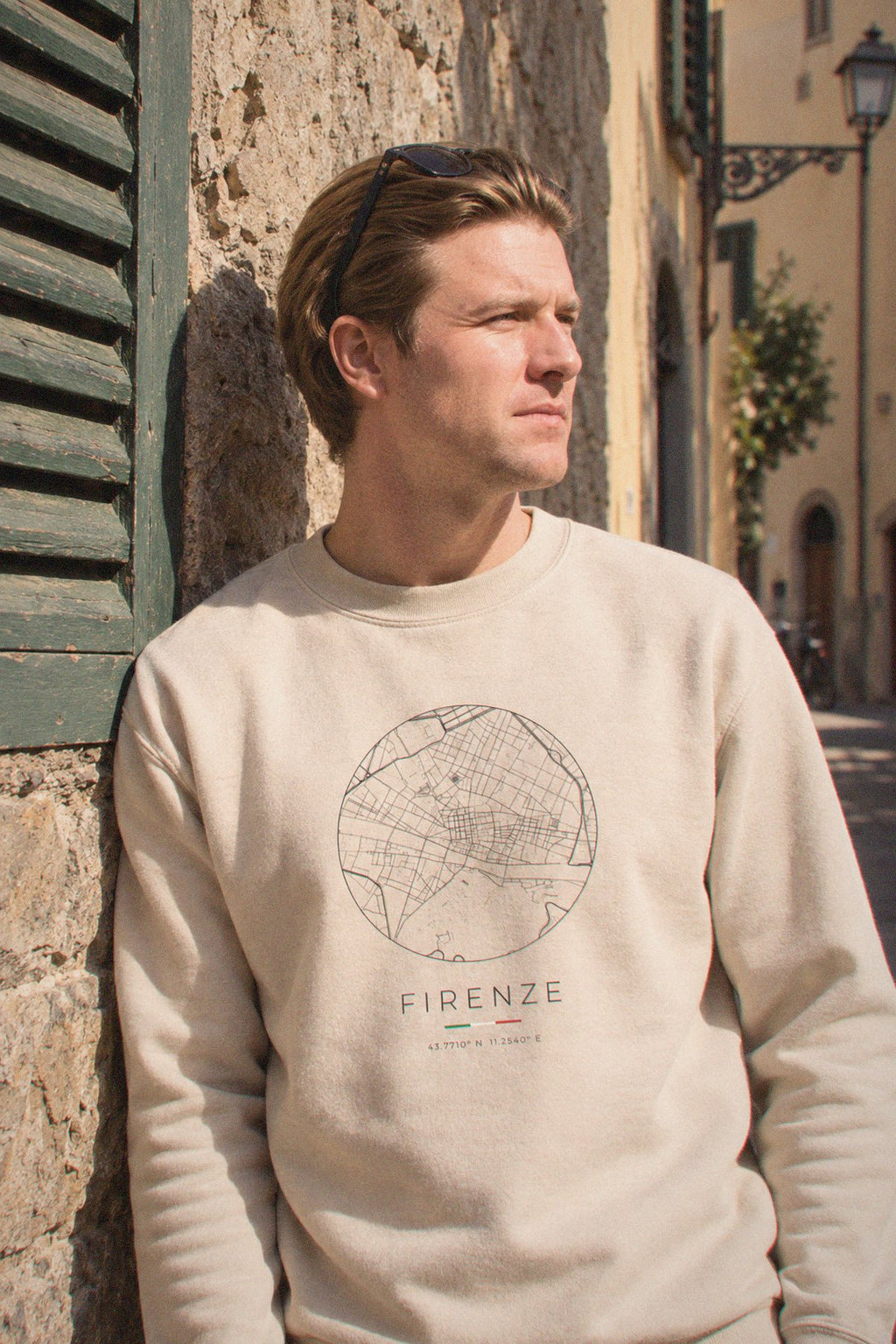 Florence map sweatshirt close-up on the chest print, Florence