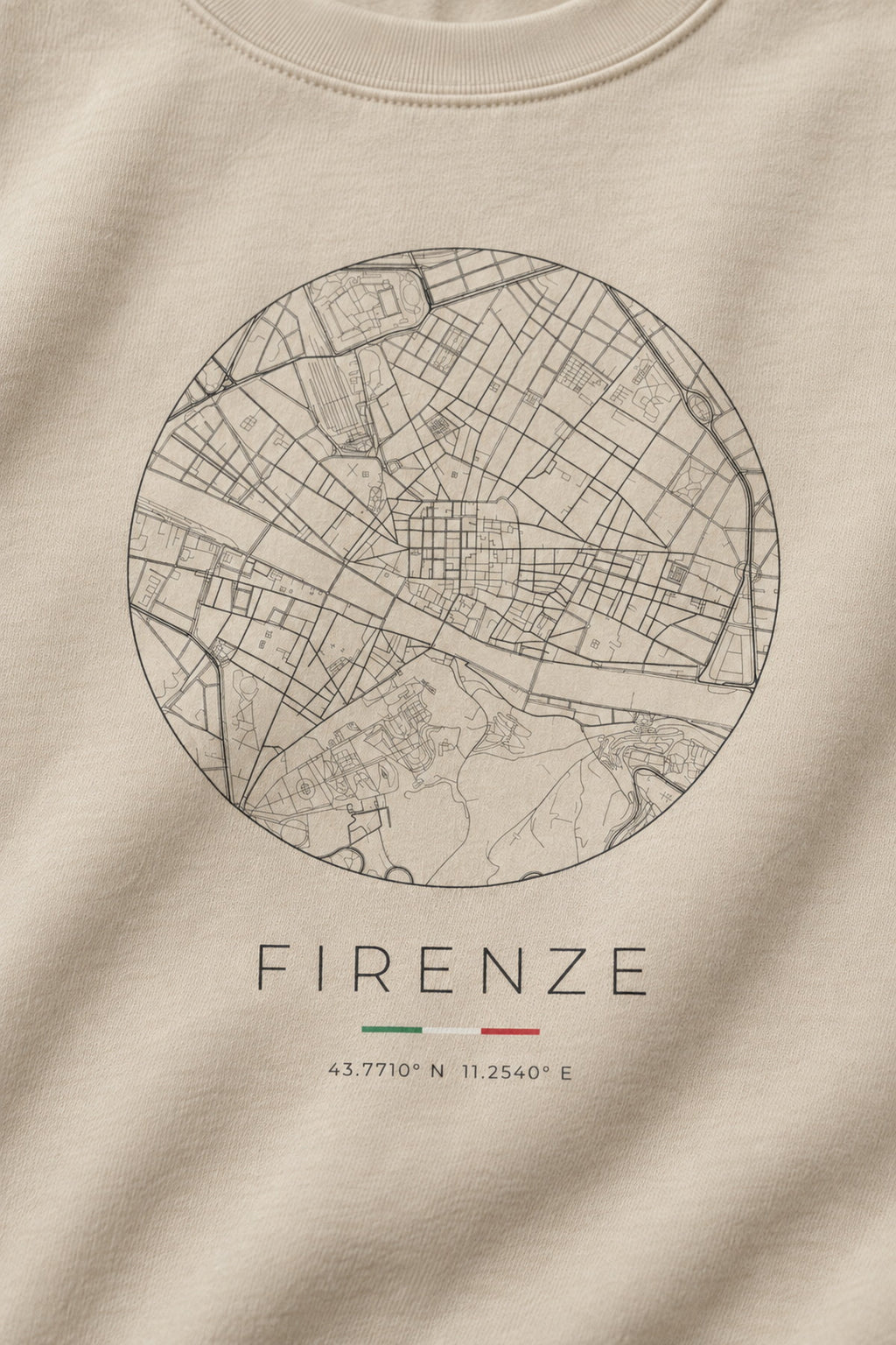 Florence map sweatshirt print detail, Florence street map