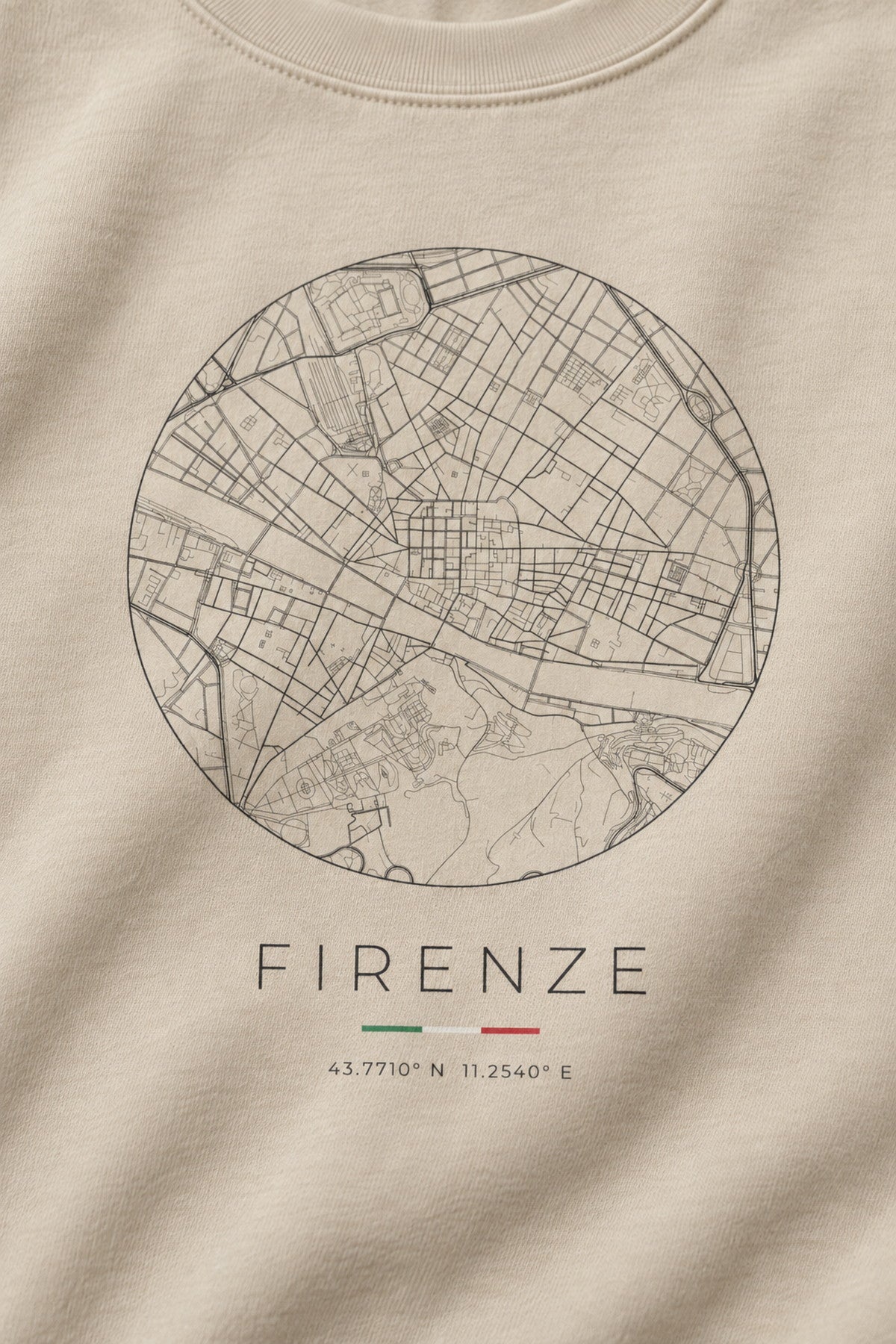 Florence map sweatshirt print detail, Florence street map