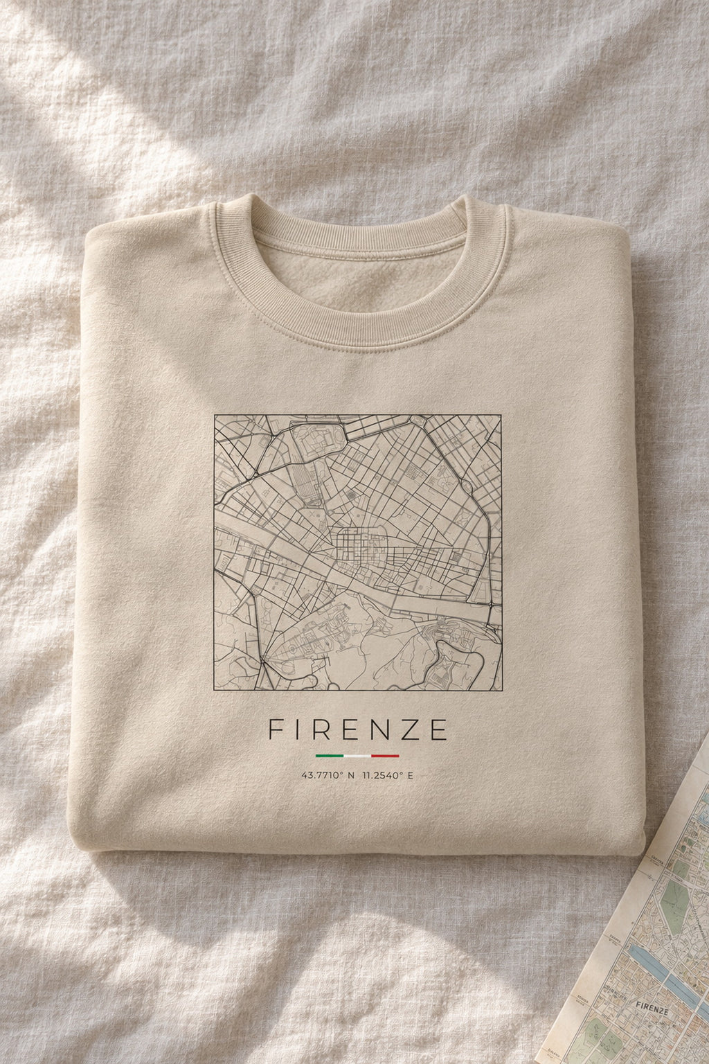 Florence map sweatshirt folded flat, front print
