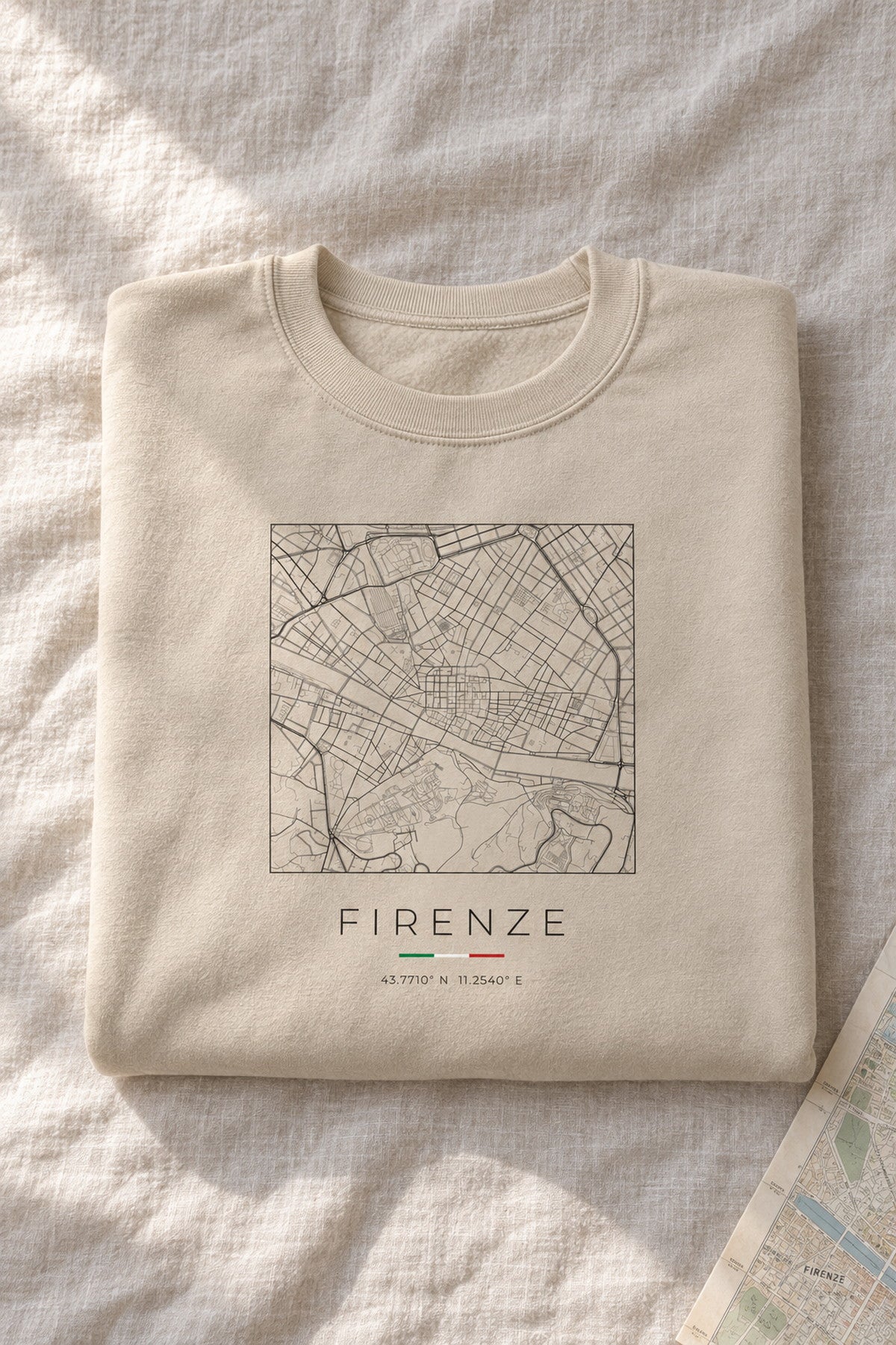 Florence map sweatshirt folded flat, front print