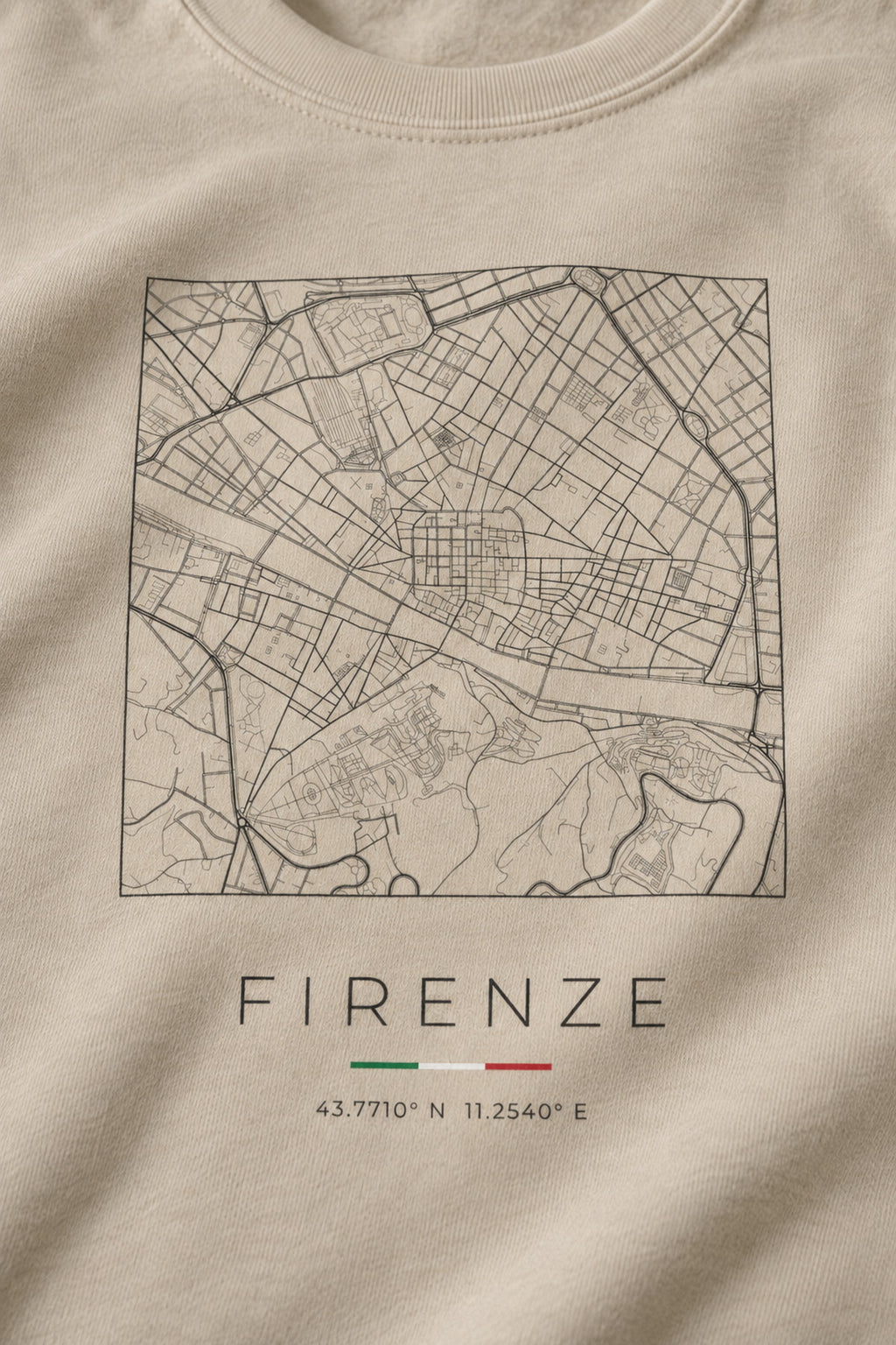 Florence map sweatshirt print detail, Florence street map