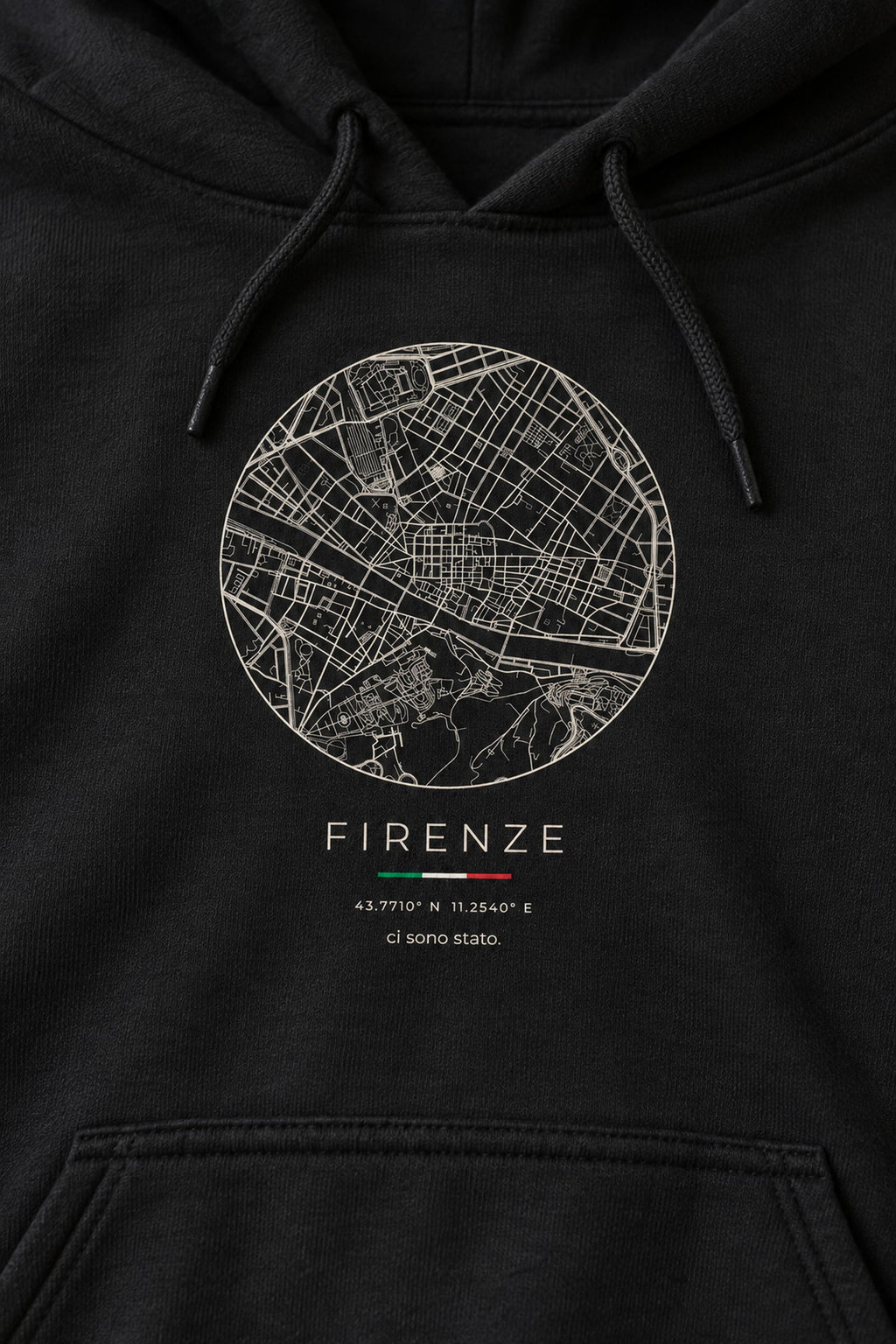 Florence map hoodie print detail, Florence street map
