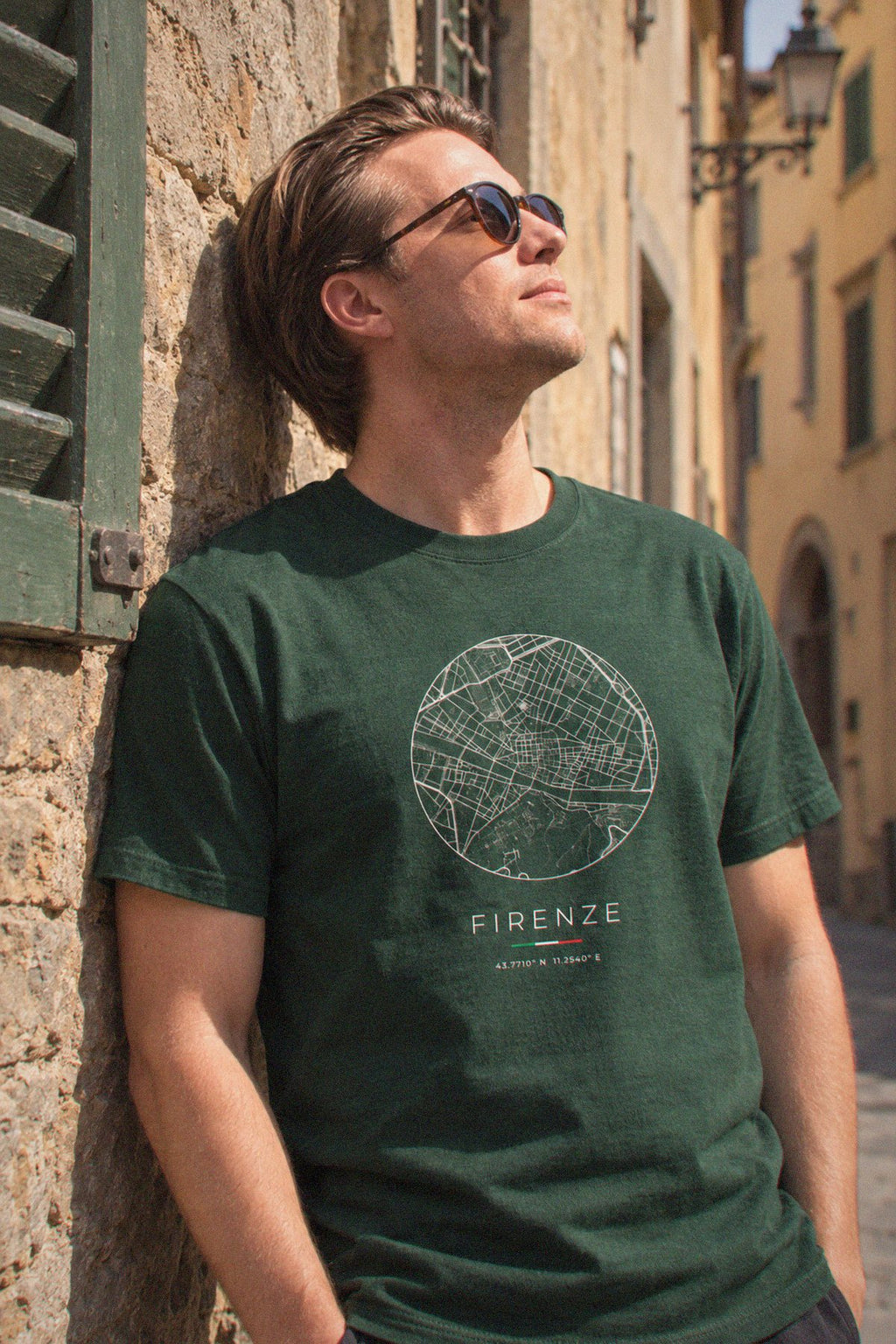 Florence map t-shirt close-up on the chest print, Florence