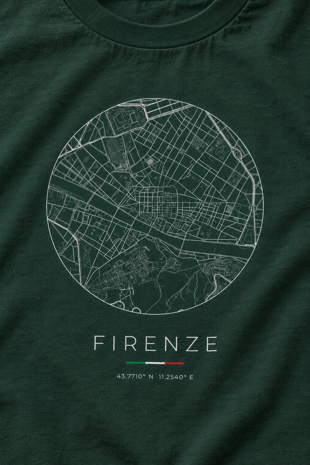 Florence map t-shirt print detail, Florence street map