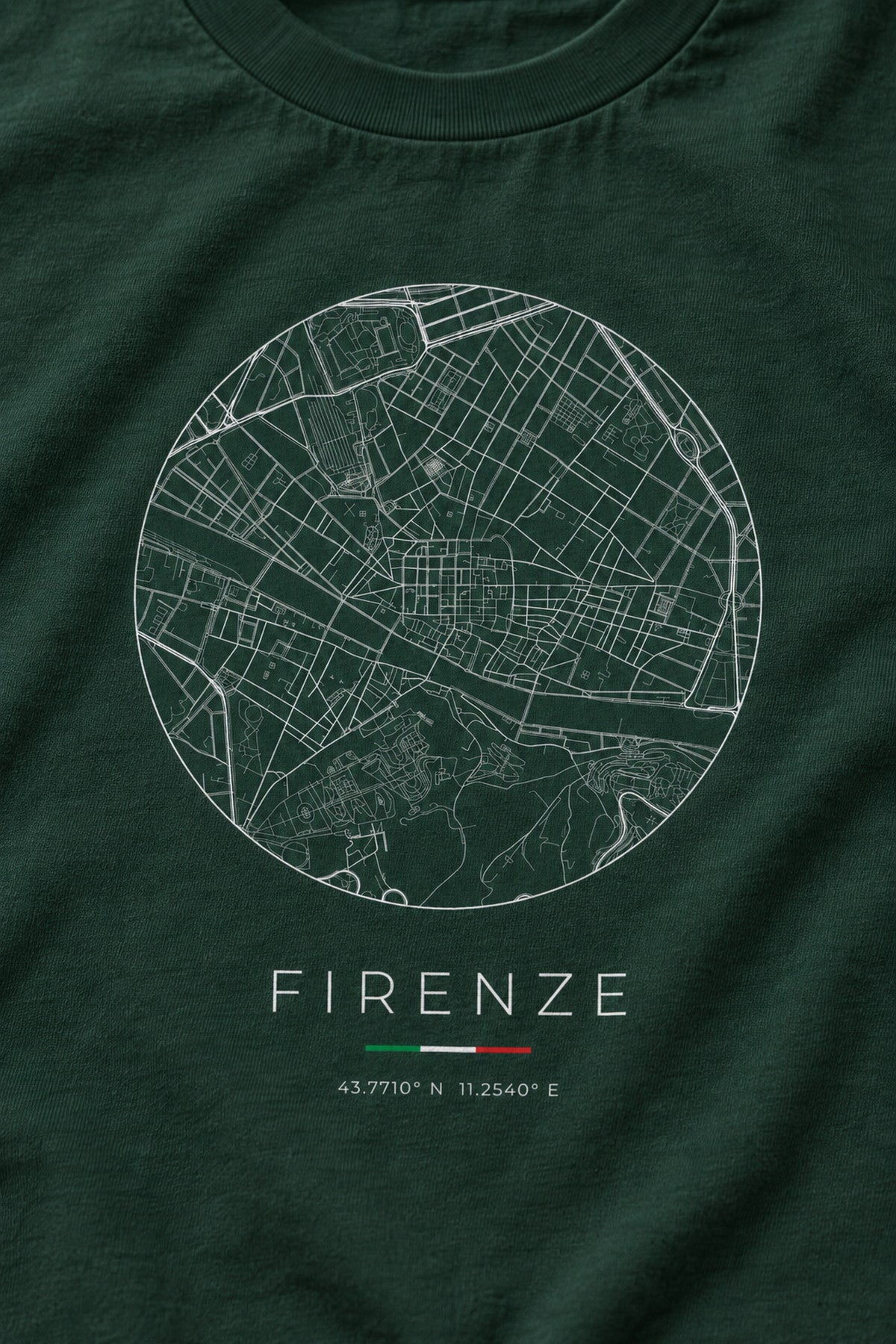 Florence map t-shirt print detail, Florence street map
