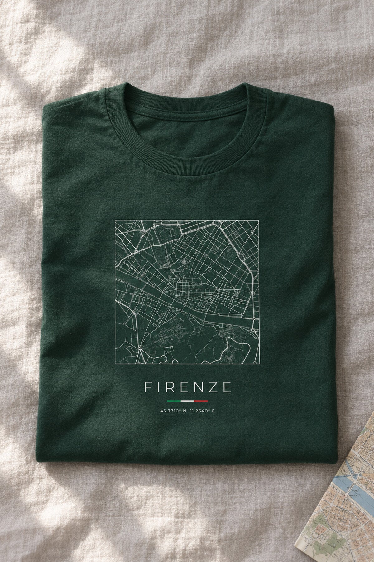 Florence map t-shirt folded flat, front print