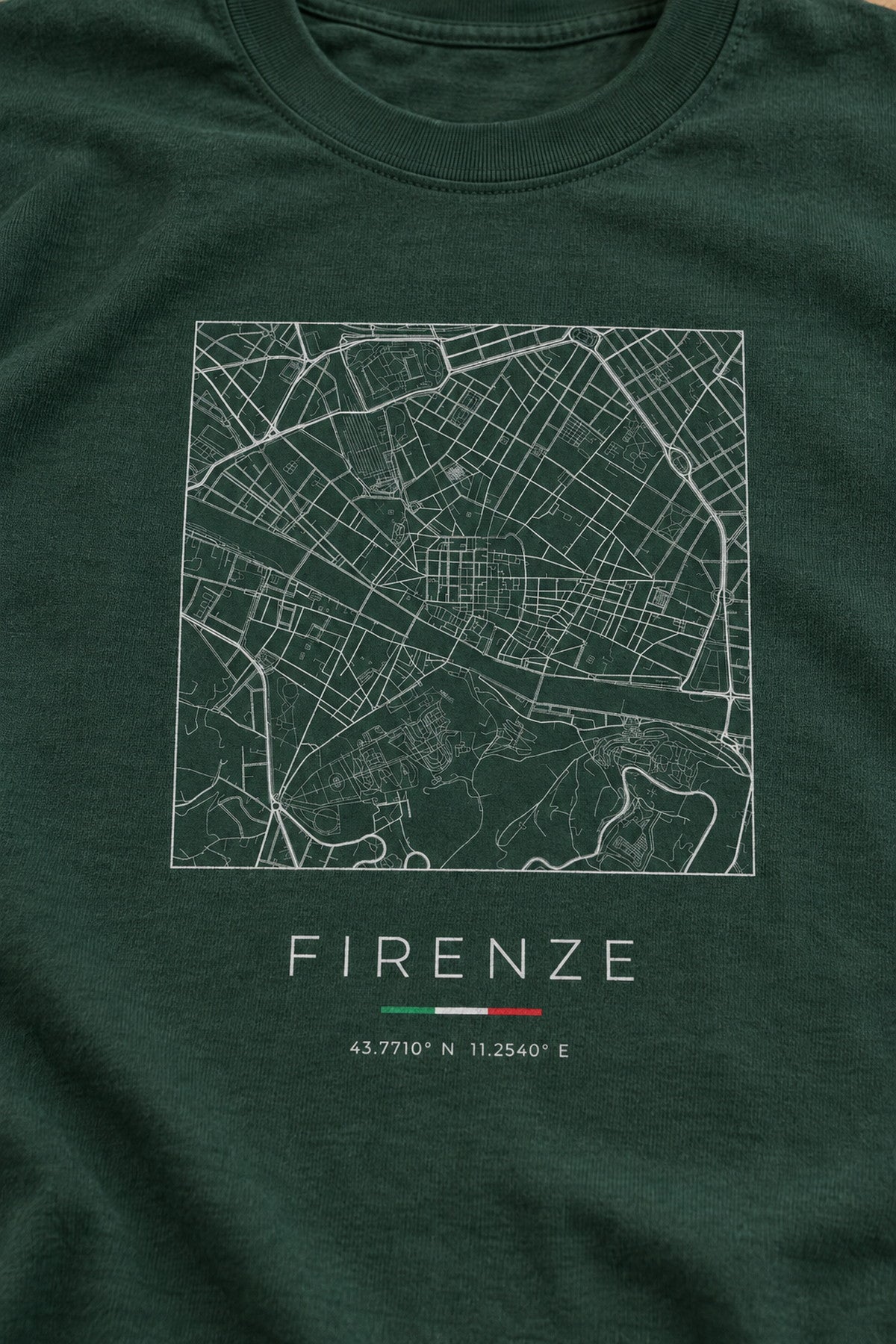 Florence map t-shirt print detail, Florence street map