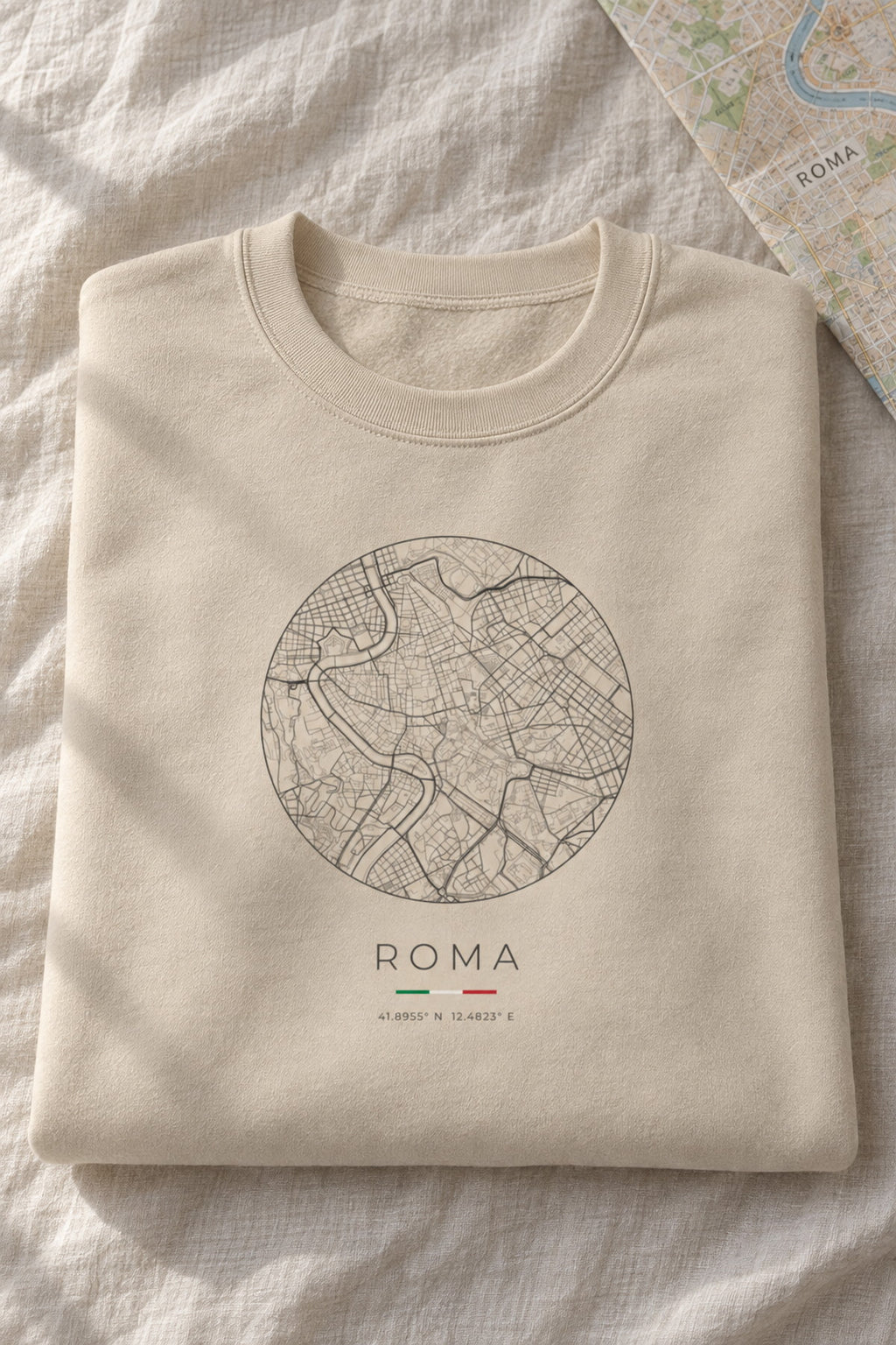Rome map sweatshirt folded flat, front print