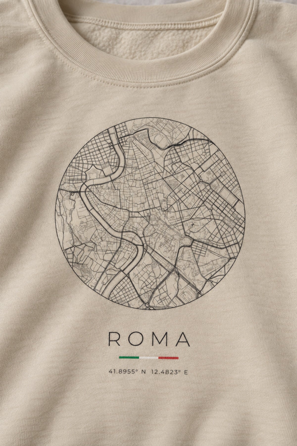 Rome map sweatshirt print detail, Rome street map