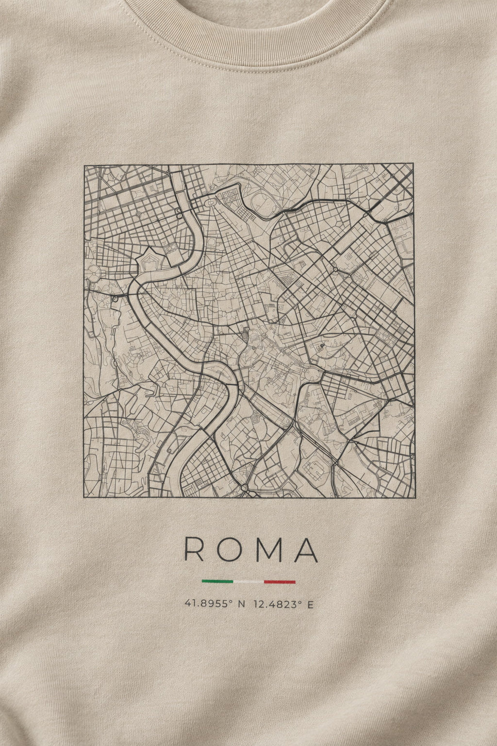 Rome map sweatshirt print detail, Rome street map
