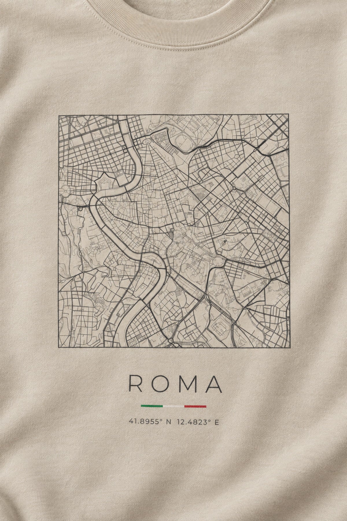 Rome map sweatshirt print detail, Rome street map