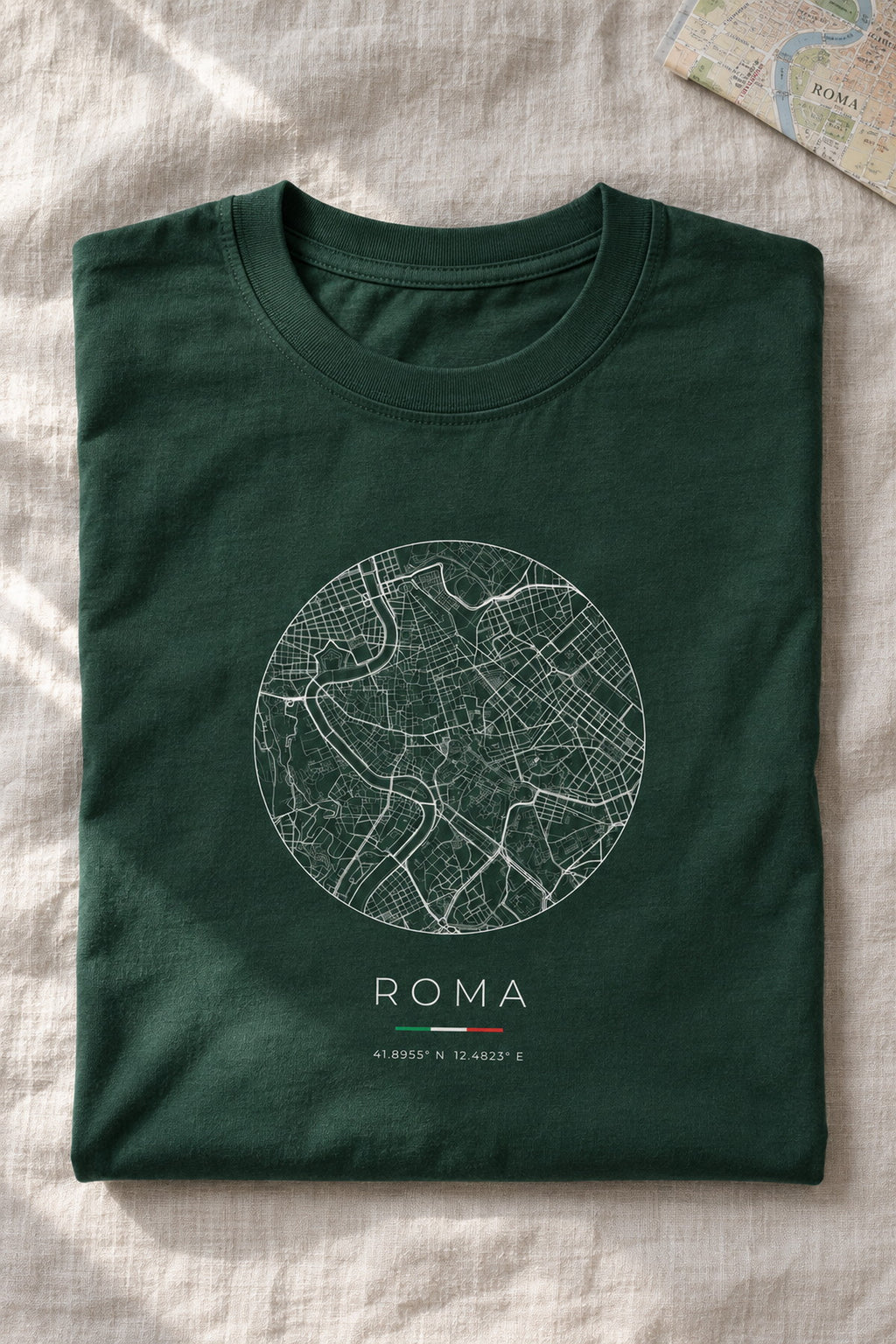 Rome map t-shirt folded flat, front print