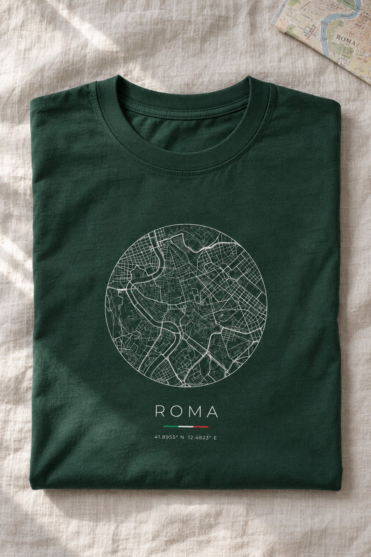 Rome map t-shirt folded flat, front print